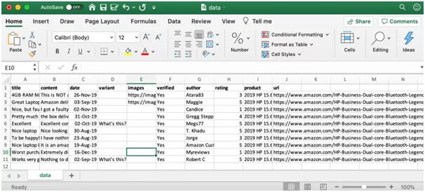 excel file