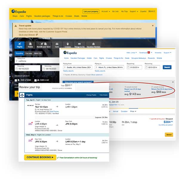 Expedia website